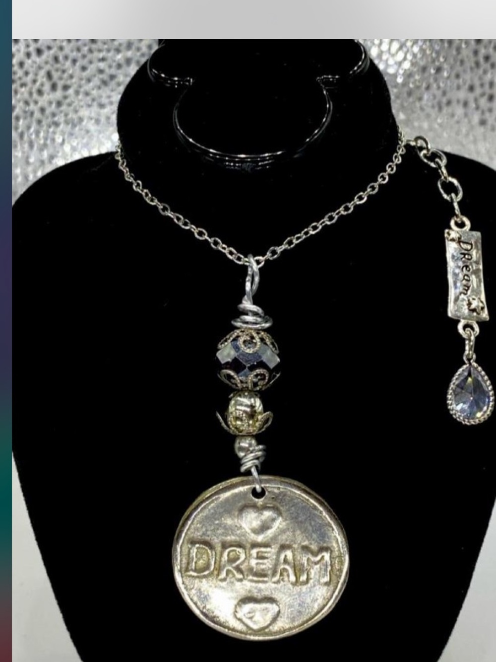 Custom ^^^ Hammered Dream Pendant Charm Necklace Silver ***